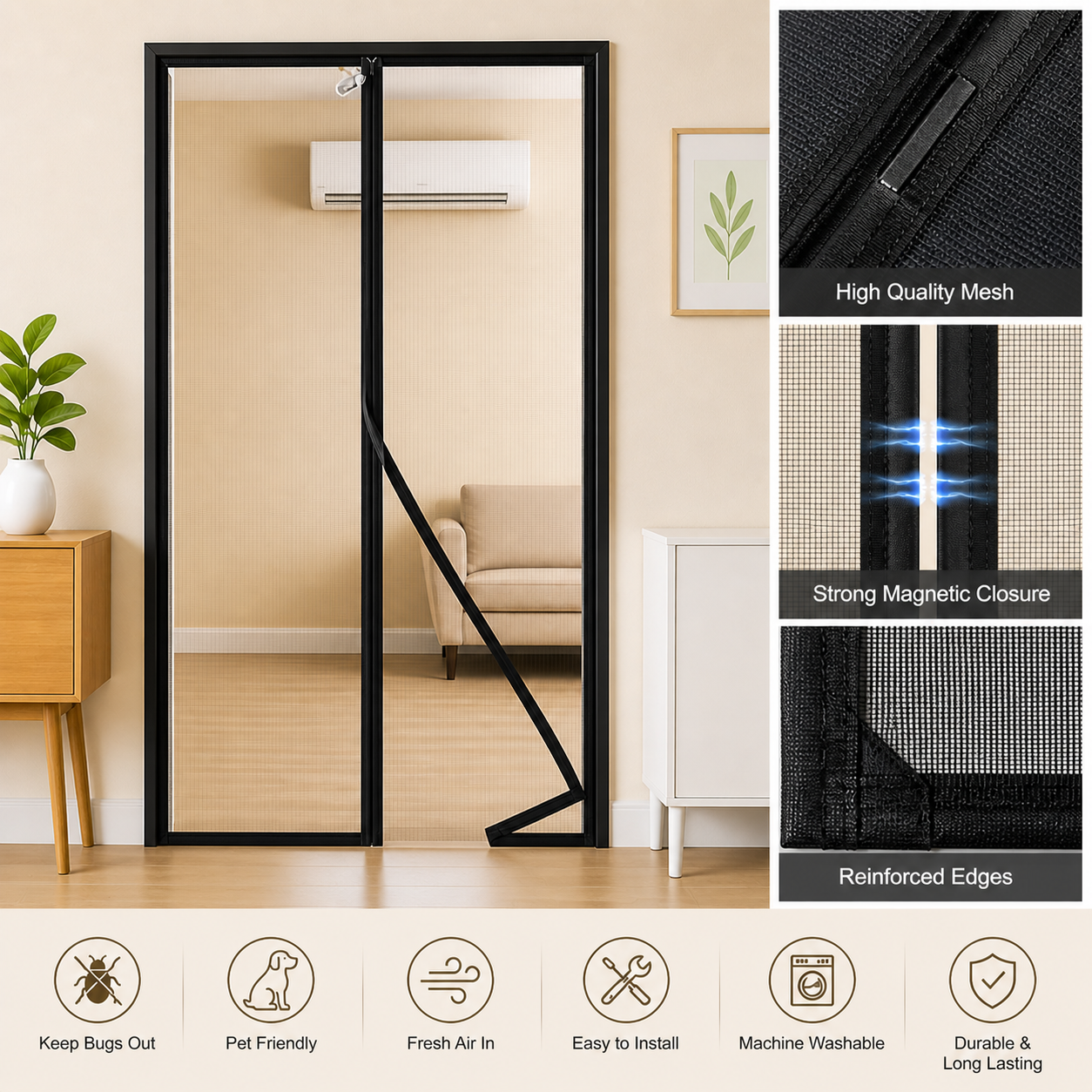 Auto-Close Magnetic Mosquito Net