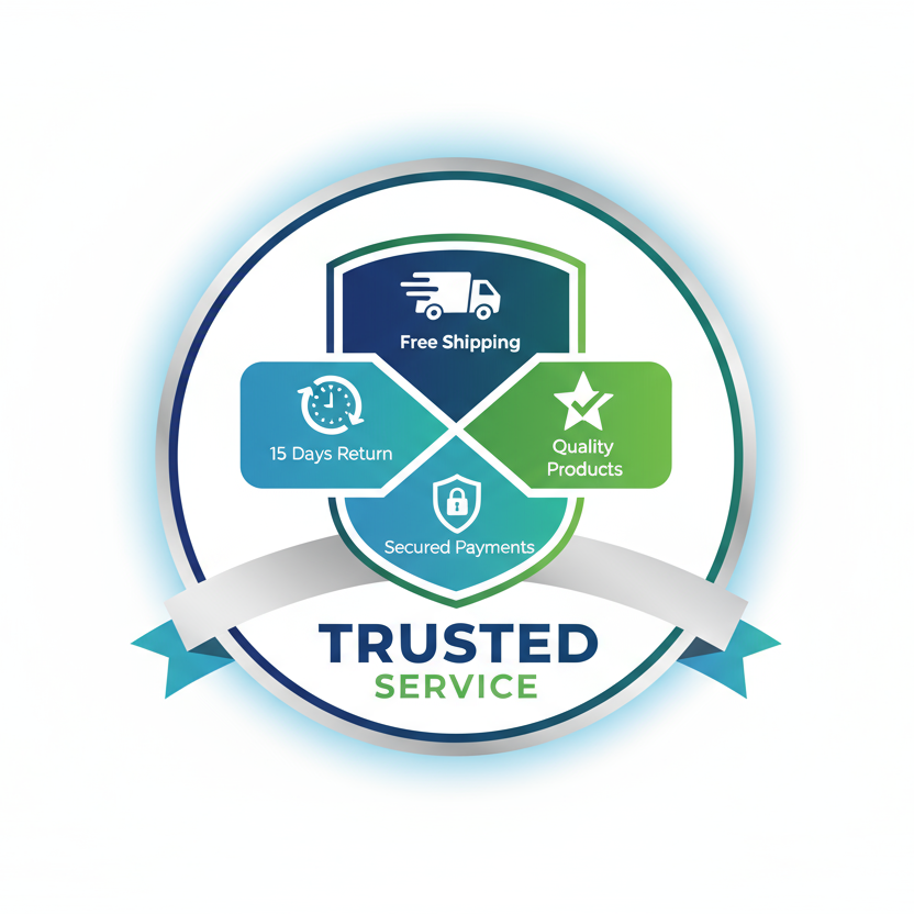 Create me a logo that says:
- Free shipping
- 15 days return
- Quality products
- Secured payments